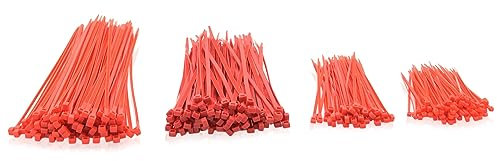 Kabelbinder-Set in Rot / 4 verschiedene Größen UV-beständig 500 Stück