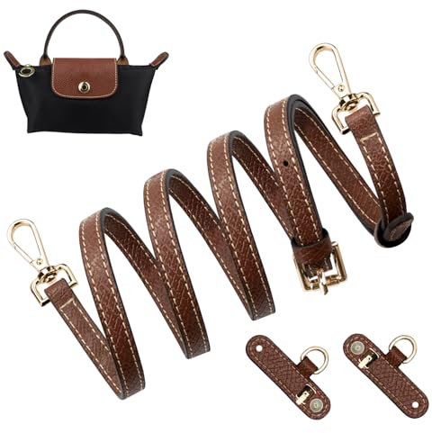 SOPROM Schultergurt für Longchamp Tasche Damen, Schultergurt für Taschen Leder Longchamp, Longchamp replacement strap kit(Breite: 11 mm, Farbe: Braun&Gold)