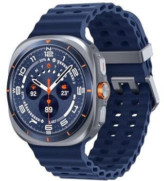 Samsung Galaxy Watch Ultra (2025) Smartwatch mit Galaxy AI, Fitness-Uhr, Marine Band, Titan-Gehäuse, Schnellbutton, Dual-GPS, 64 GB Speicher, 47 mm, LTE, Titanium Blue, 3 Jahre Herstellergarantie
