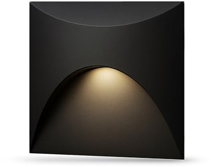 lambado® LED Treppenbeleuchtung Schwarz für Innen & Aussen | IP65 Wasserschutz | 230V Unterputz Treppenlicht 3W Warmweiss | Wandeinbauleuchte für Treppen | Treppenstufenbeleuchtung