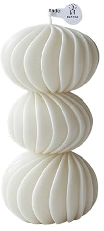 Candela profumata a onde sferiche, candela artistica a righe bianche per decorare l'atmosfera domestica (bianco, grande)