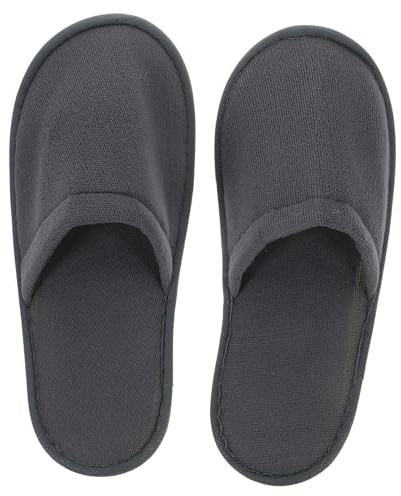 HAMPPLIES Pantofole Monouso da Spa, 6 Paia, Colore Grigio Scuro, Morbide e Traspiranti, Ciabatte da Viaggio Confortevoli per Uomo e Donna, Uso Interno Hotel e Casa