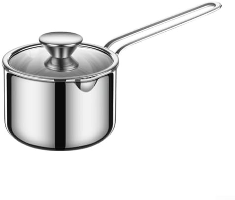 Casserole en acier inoxydable avec couvercle en verre trempé, petite casserole pour faire bouillir les œufs, le lait chaud, les pâtes, les soupes, pour plaques de cuisson à gaz et électriques