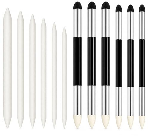 Lot de 12 Estompeur Dessin, Double Extrémité Tortillons Estompes Dessin, Convient aux Étudiants en Arts Plastiques et aux Débutants en Dessin