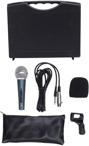 BauphryX Trådlös dynamisk mikrofon, bärbar mikrofonset med kardioid mobilspole med stötdämpare, kompatibel med aktiva högtalare, mixer och förstärkare; (cyan
