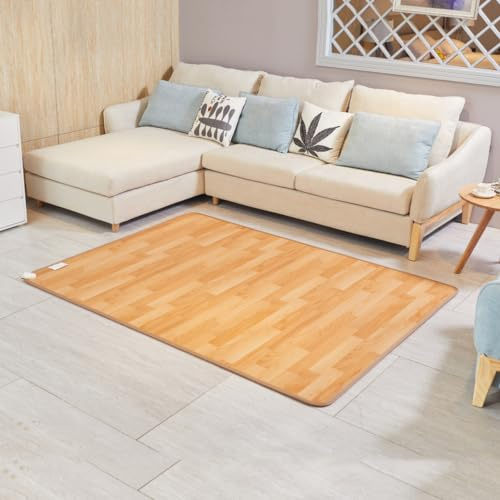 Alfombra eléctrica calefactable, alfombra térmica con temperatura ajustable y temporizador de 12 horas, alfombra de suelo calefactable de grafeno para interiores(C,150 * 180cm/59 * 70.8in)