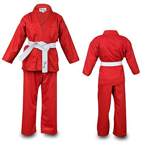 NORMAN Rot Kinder Karate-Anzug Gratis Weißer Gürtel Kinder Karate-Anzug - 120cm