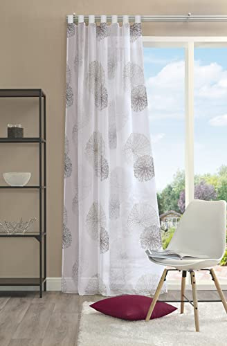 Home fashion Färdig halsduk, tryckt voile, grå, 245 x 140 cm