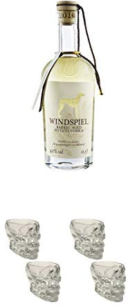 WINDSPIEL BARREL AGED POTATO VODKA 0,5 Liter + Wodka Totenkopf Shotglas 2 Stück + Wodka Totenkopf Shotglas 2 Stück