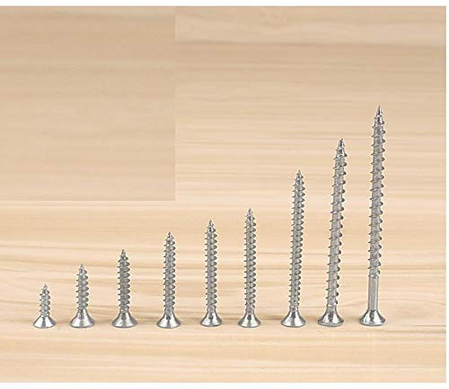 JINYONGFA Tornillos de Madera autorroscantes, Clavos de Tablero de Fibra de Cabeza Plana, avellanado endurecido de Alta Resistencia, M6-Zinc Blanco M6 * 40 mm (300 Piezas)