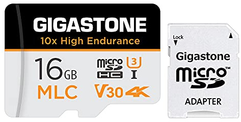 [10 x hög uthållighet] GIGASTONE Industriell 16 GB MLC Micro SD-kort, 4K videoinspelning, säkerhetskamera, instrumentkamera, övervakningskompatibel 95 MB/s, U3 C10, med adapter [5 års gratis