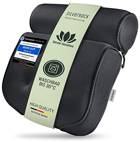 SilverRack Coussin de Baignoire MOYENNEMENT Doux [Gris foncé 3D] - Coussin de Nuque pour Baignoire avec ventouses comme Accessoire de Baignoire - Coussin pour Baignoire