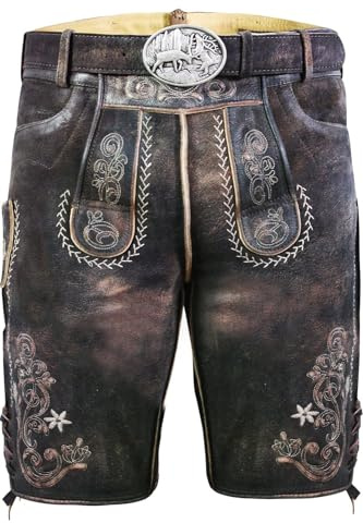 Edelnice Trachtenmode hochwertige Kurze Trachtenlederhose aus Ziegenleder Alex Gr. 50