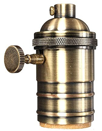 Soporte de bombilla retro, Edison de aluminio antiguo con interruptor giratorio para accesorios de iluminación E26/E27 DIY (bronce verde)