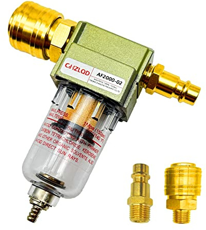 Xreuctop Filtro Compresor Aire, Filtro Aire Compresor 1/4 Pulgada Filtro De Aire, Separador del Separador de Aceite de Agua con conector rápido para compresor