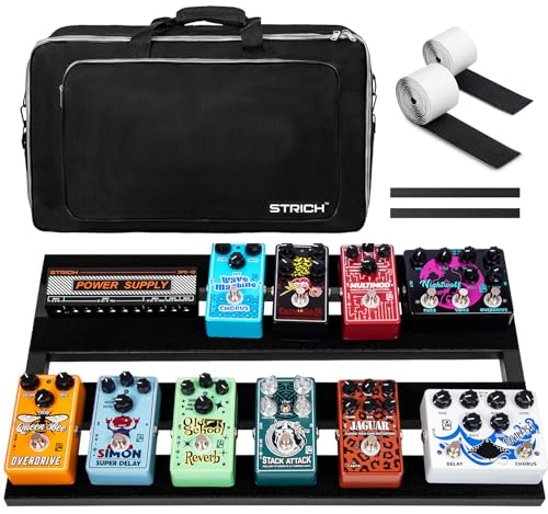 STRICH Gitarren-Pedalboard Aluminium-Legierung 2.65lb Leichtgewicht Effekt-Pedalboard 22'' x 12.5'' mit Tragetasche, STANDARD 22 (gewinkelt)