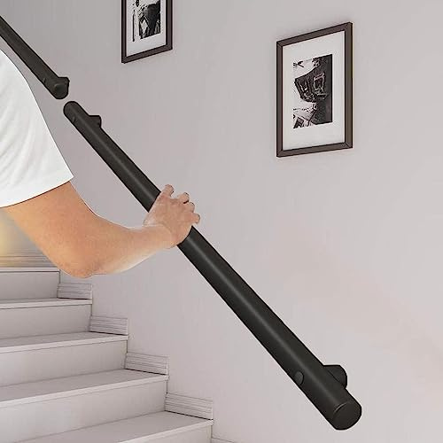 Svart trappa ledstång för hem dagis korridor, 1m 1,5m 2m 3m 4m 5m 6m Trappräcke | Väggtrappa Handräcke för inomhus utomhus Steg| Korridor Safety Support Bar (Size : 150cm)