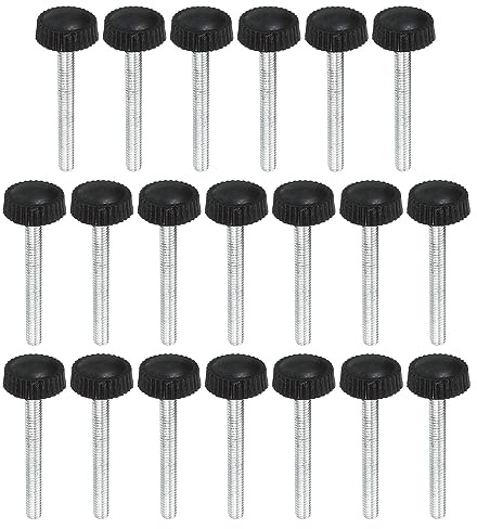 PATIKIL M4x35mm Vite a Testa Zigrinata, 20pz Manopola di Bloccaggio Tondo Serraggio Viti Manopole Bulloni Montaggio Elementi Fissaggio per Illuminazione Mobili Ferramenta Nero