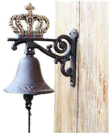 Campanilla Antigua, Campanilla Manual, Campana de Puerta de Hierro Fundido, Campana Colgante de jardín Interior, moldura de Corona Retro, Adornos de Pared for jardín