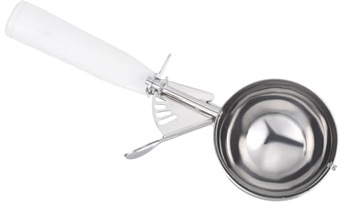PATIKIL Cucharón para Helado de 5.3 Onzas con Gatillo, Cucharón de Acero Inoxidable para Porcionar Masa de Galletas y Batidos de Cupcakes, Blanco