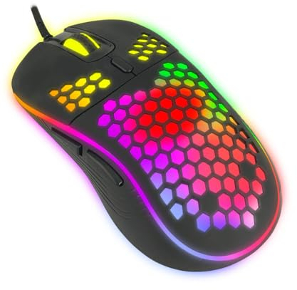 FLM SYSTEM Mouse Gaming RGB USB C Cablato, Clic Silenzioso Ergonomico Tipo C Mouse da Gaming RGB Regolabile 2400 DPI, 7 Pulsanti, Ottico Tipo C Mouse per Computer PC