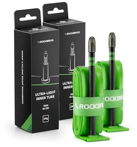 ROCKBROS 2-pack cykelslang med extra låg temperatur, punkteringssäker TPU-slang vägdäck ultralätt 26G 700C fransk ventil för 18–28C universell bärbar lätt slang