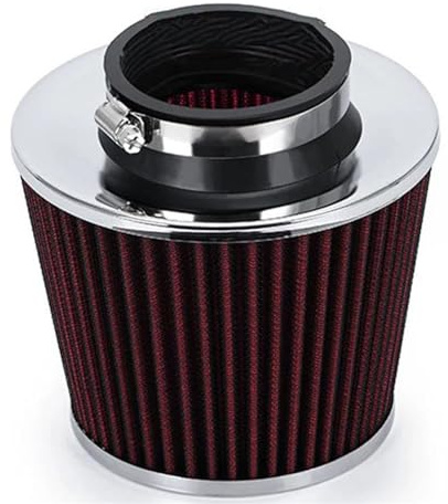 NOLLAM Accesorios para el Coche Filtro De Entrada De Aire De Carreras, Limpiador En Frío De Alto Flujo De Entrada De Energía De 3 y 76mm, Filtro De Aire Universal para Coche(Rosso)