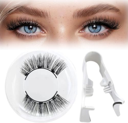 HAMKU Ciglia magnetiche naturali, ciglia finte senza eyeliner magnetico, con applicatore, non necessita di colla, L02