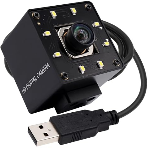 Svpro 12 MP 4K autofokus kameramodul med ljus för dator bärbar dator, High Speed 1080P 120 fps Lightburn-kamera USB2.0 industri videobräda kamera vidvinkel 100 grader för Windows/Android/Linux/MacOS