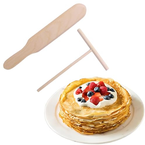 HABNI Confezione Da 2 Per Crepes, Set Per Spatole E Spalmare Crêpe Professionale, Raschietti A T In Legno, Spatole Per Crepes, Pancake E Altri Utensili Da Cucina E Accessori Per La Ristorazione