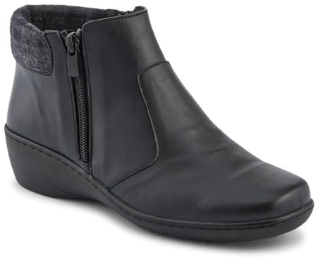 Pavers Wide-Fit Leather Lightweight Ankle Boots - Black Size 5