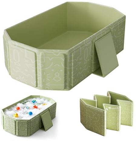 Vasca Da Bagno Pieghevole per Bambini: Grande Vasca Da Bagno per Bambini Piccoli Con 5 Palline E 2 Anatre, Vasca Da Bagno Piegevole Portatile Con Valvola Di Scarico, Salvaspazio E Robusta