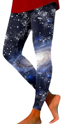 Generisch Leggings Galaxy para mujer: pantalones de yoga elásticos coloridos estampados, pantalones largos render, cintura alta, leggins deportivos, planetas/universales, disfraz de carnaval, B06 Azul