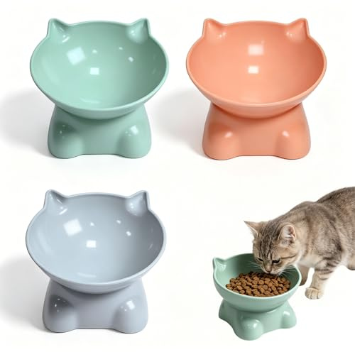 3 Gamelle Chat Surélevée, Gamelle pour Chat,Bol Chat | Gamelle Chat Inclinée Gamelle Eau Chat,pour Chats Chiens et Autres Animaux de Compagnie,Anti-vomissements,Solide et Durable