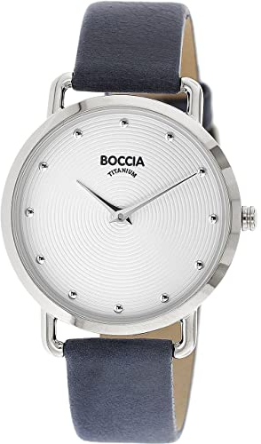 Boccia Damen Analog Quarz Uhr mit Echtes Leder Armband 3314-01