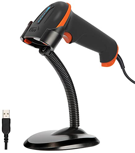 Tera 1D 2D QR Barcode Scanner USB Wired Handheld Scanner 1D 2D QR Data Matrix PDF417 1D USB Bar Code CMOS Image Barcode Reader Plug and Play with Stand, D5100Y-Z