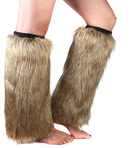 BYNYXI Kunstpelz Beinwärmer Damen Winter, 1 Paar Kunstleder Beinwärmer Stiefel Manschetten Beinstulpen Damen Pelzigen Beinlinge Stiefelüberzüge Flauschig Plüsch Stiefelsocken Warme Beinstulpen, 40 cm