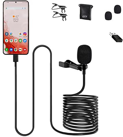 Lavalier Lapel Microphone USB C Professional Omnidirectional Condenser Clip on Microphone for Recording, Vlogging, Podcasting Compatible with Laptop, Tablet (6m/19ft Lapel Mic for Android Phones)