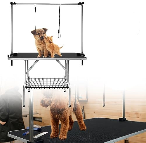 JOIEYOU Trimmtisch für Hunde, Hundefriseur Tisch, Faltbarer Frisiertisch Hund, Höhenverstellbar Hundepflegetisch, Schertisch für Haustier bis 100 KG, 113x60x76cm