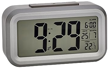 TFA Dostmann 60.2553 Lumio Plus Réveil numérique radio-piloté avec température Anthracite