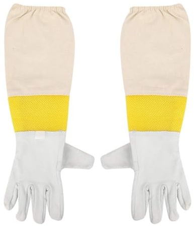 Cyrank Imker-Handschuhe Mit Langen Ärmeln, Mesh-Imker-Handschuhe, Schaffell, Bienenhalter, Imker-Arbeitsgerät Bienenhandschuhe Bienenhütter Handschuh Für Anfänger(XXXL)
