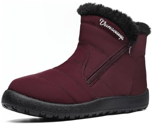 Vunavueya Stivali Donna Stivaletti Invernali Scarpe da Neve con Imbottitura Calda Stivali alla Caviglia Caldo Boots Scarpe Rosso 37 EU_235