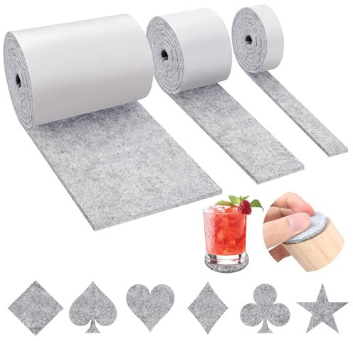 3 rollos de fieltro autoadhesivo (100 cm x 10 cm + 100 cm x 5 cm + 100 cm x 2 cm), deslizadores de fieltro autoadhesivos para muebles, se pueden cortar, para sillas, protección del suelo, grosor 4 mm