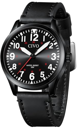 CIVO herrklockor vattentät armbandsur analog kvarts stora siffror lysande militär sport utomhus lätt att läsa present