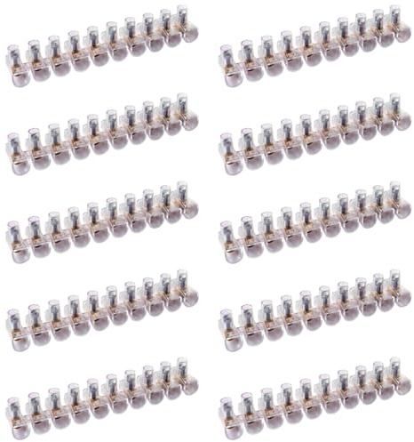 100 Morsetti unipolari, sezione 6mm² 6mmq, in stecche da 10 poli, morsetto per cablaggio forbox, campanelle, in policarbonato e ottone, per scatole di derivazione, portata 500V 41A