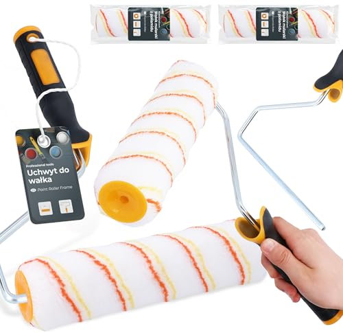 2x Rodillo Pintura 25 cm Recambio Mango Marco Acrílico Revestimiento Papel Pintado Pared Aplicación Barniz Tinte Juego Herramienta Reformas Hogar Pintor