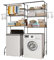 VEVOR Over Washer and Dryer Storage Shelves, 6 Tiers Laundry Room Drying Rack with Hanger Rod and Hooks, Two Rows Adjustable Washer Shelves Space Saver, for Laundry Room Storage & Organization, Black
