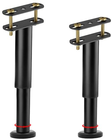 Oursouion Bed Support Leg,Bed Legs Adjustable Retractable Heavy Duty Bed Center Frame Slat,Metal Furniture Legs Suitable for Cabinet Sofa Bed Frame Replacement Parts 2Pcs25-42cm(Large Base)