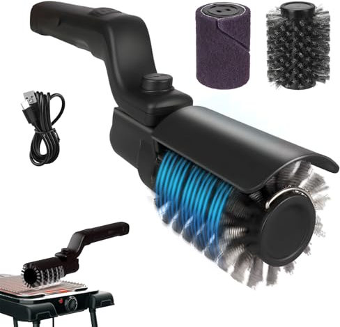 Brosse électrique améliorée pour barbecue sans fil rechargeable avec angle réglable, tête de brosse en acier inoxydable, puissance à 3 vitesses, autonomie de 90 minutes, nettoyant étanche pour grilles