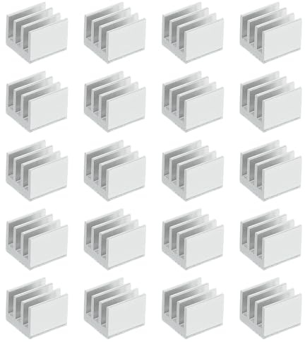 PATIKIL Heatsink 7x7x6mm, 20 Pcs Aluminum Cooler Radiator Heat Sink with Thermal Blue Sticker for Raspberry Pi Chip CPU Power Transistor FET IC Power Amplifier, White